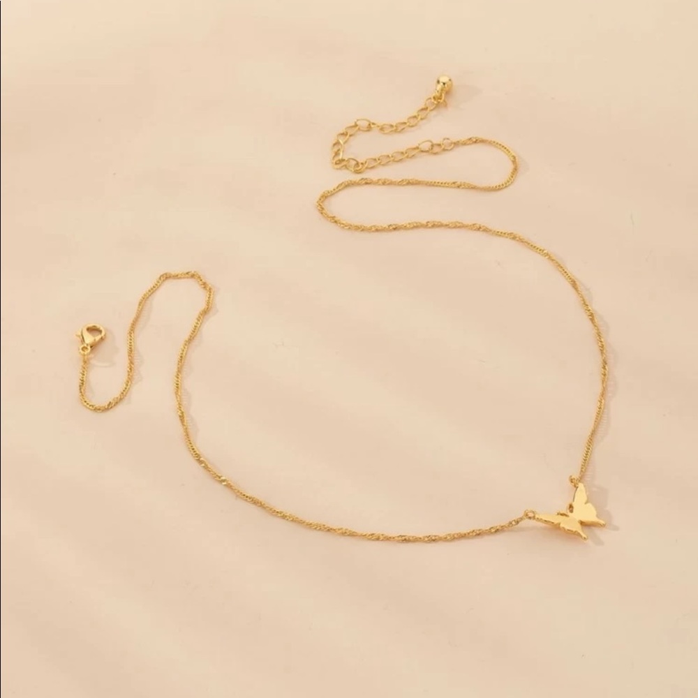 3/$30 Gold Butterfly Charm Necklace - Picture 3 of 7